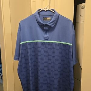 Callaway Blue Polo Shirt with Green Accent